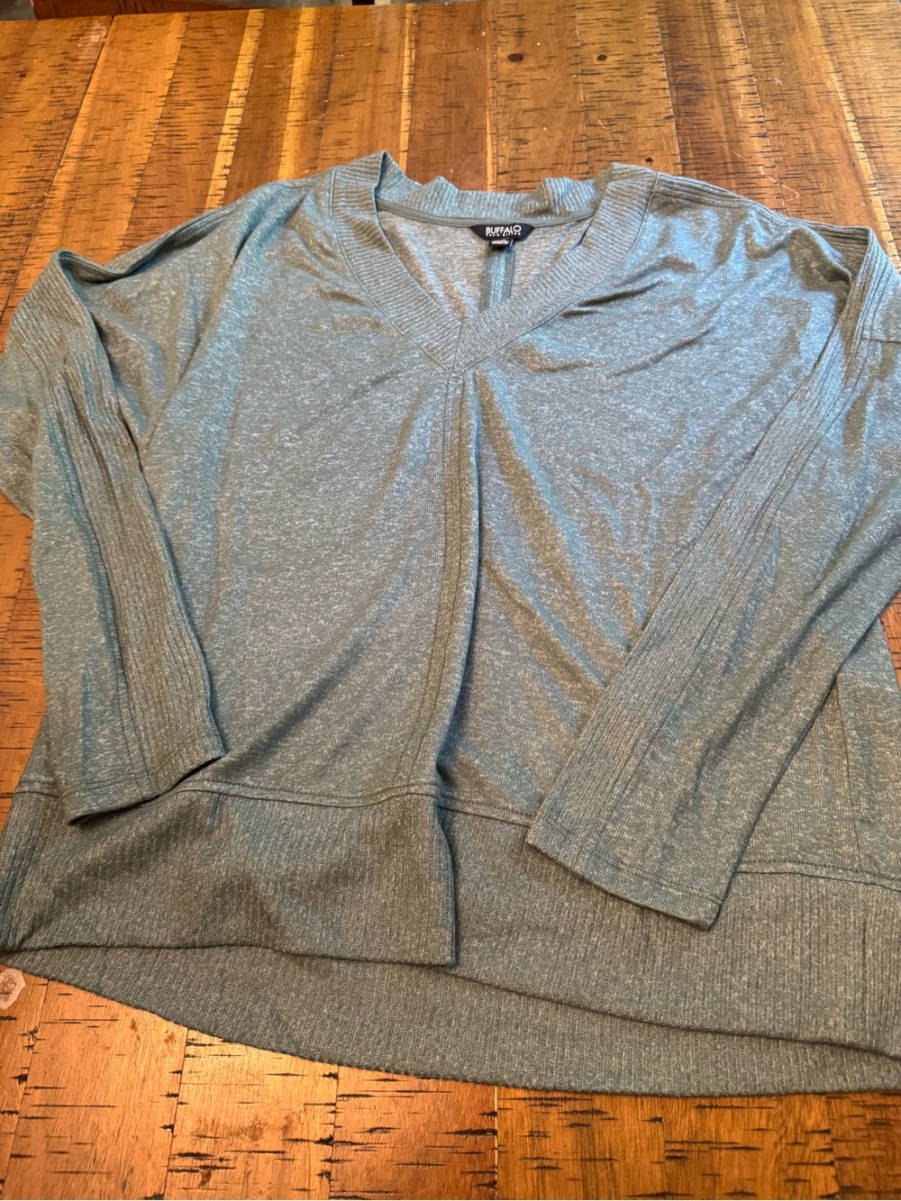 Buffalo David Bitton Large Heathered Green V-Neck Sweater